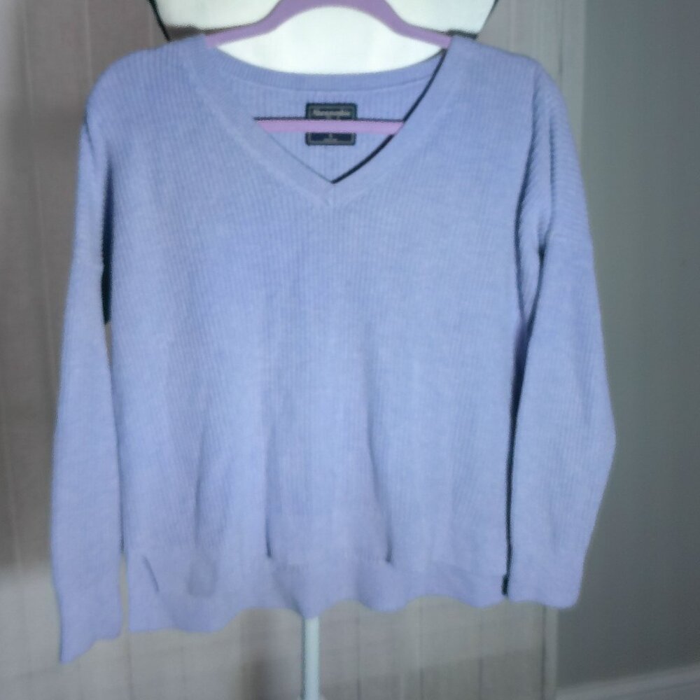 AMBERCROMBIE & FITCH Cropped Sweater V-Neck Ribbed Knit Hi Lo Lavender S